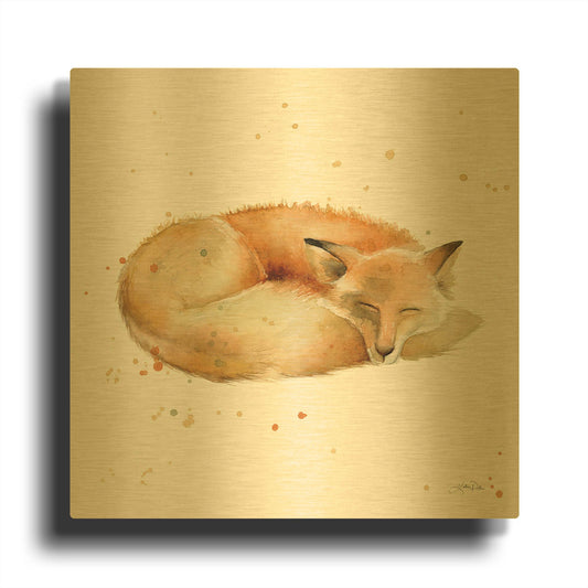 'Sleeping Fox' By Katrina Pete Gold Metal Wall Art