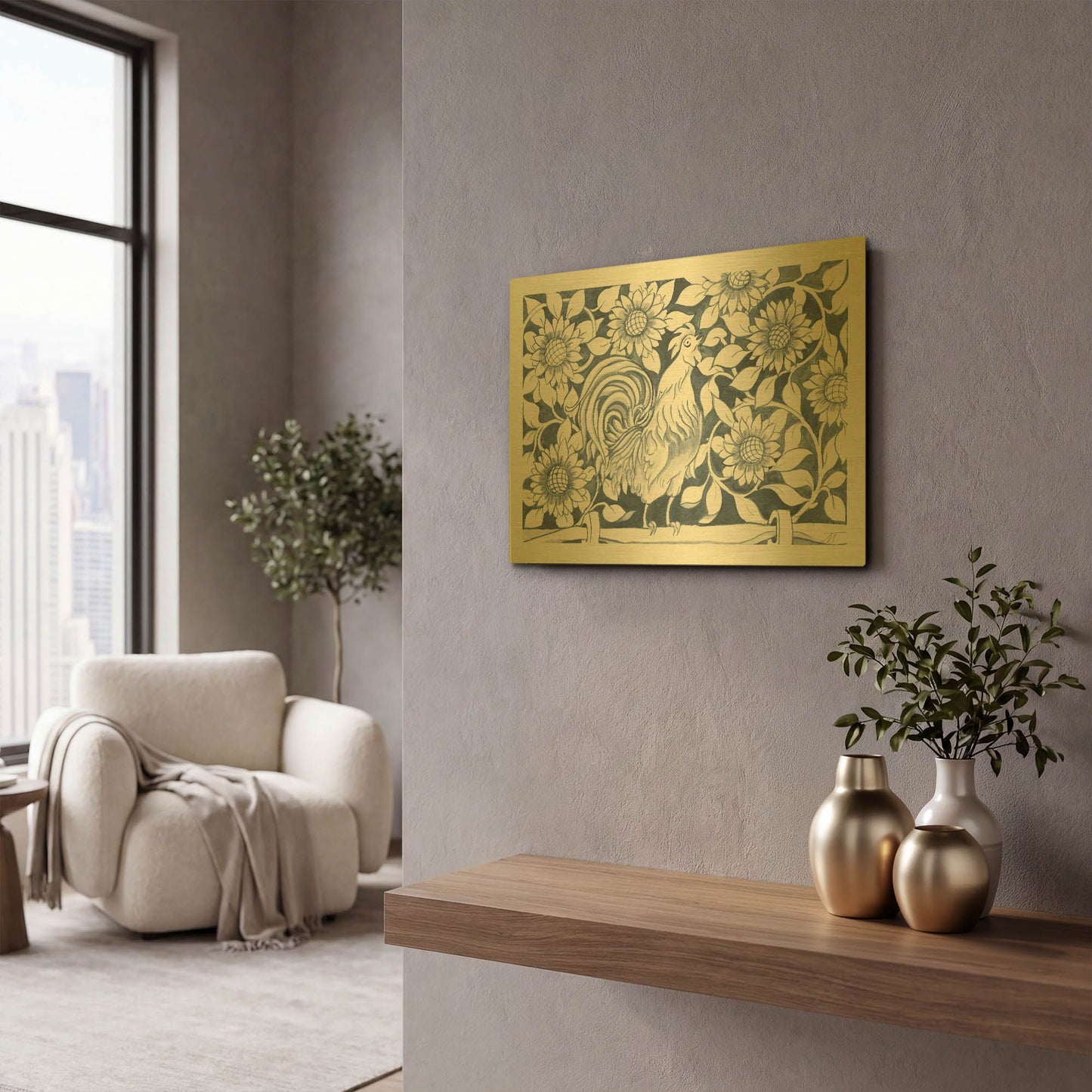 'Farm Life I' By Miranda Thomas Gold Metal Wall Art