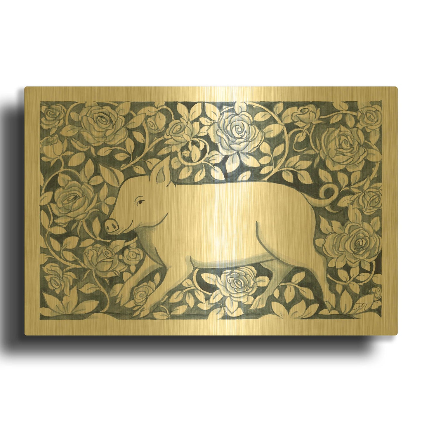 'Farm Life IV' By Miranda Thomas Gold Metal Wall Art