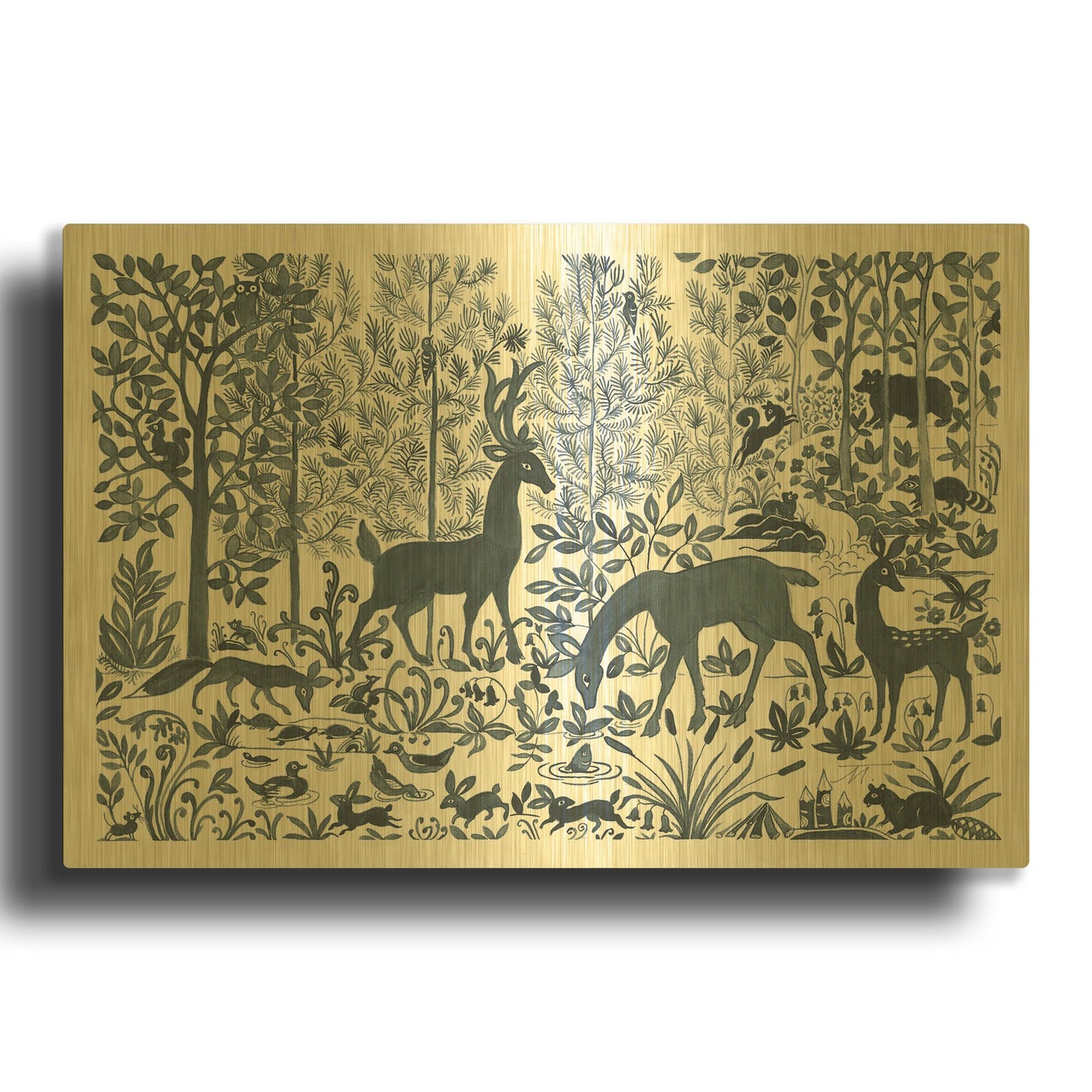 'Forest Life I' By Miranda Thomas Gold Metal Wall Art