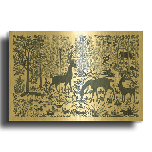 'Forest Life I' By Miranda Thomas Gold Metal Wall Art