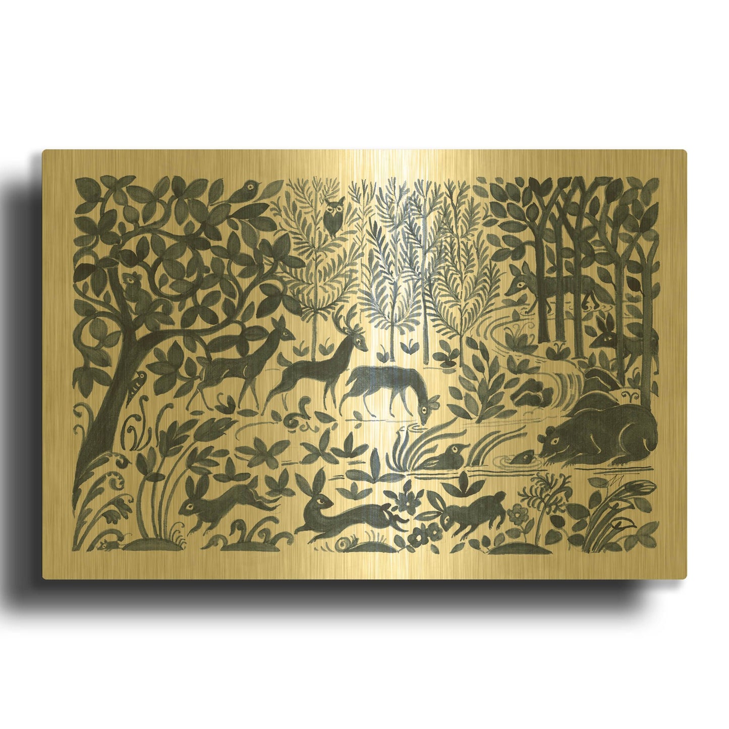 'Forest Life II' By Miranda Thomas Gold Metal Wall Art