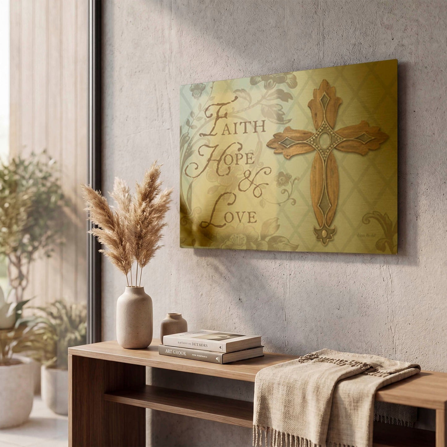 'Faith Hope Love' By Lisa Audit Gold Metal Wall Art