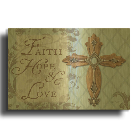 'Faith Hope Love' By Lisa Audit Gold Metal Wall Art