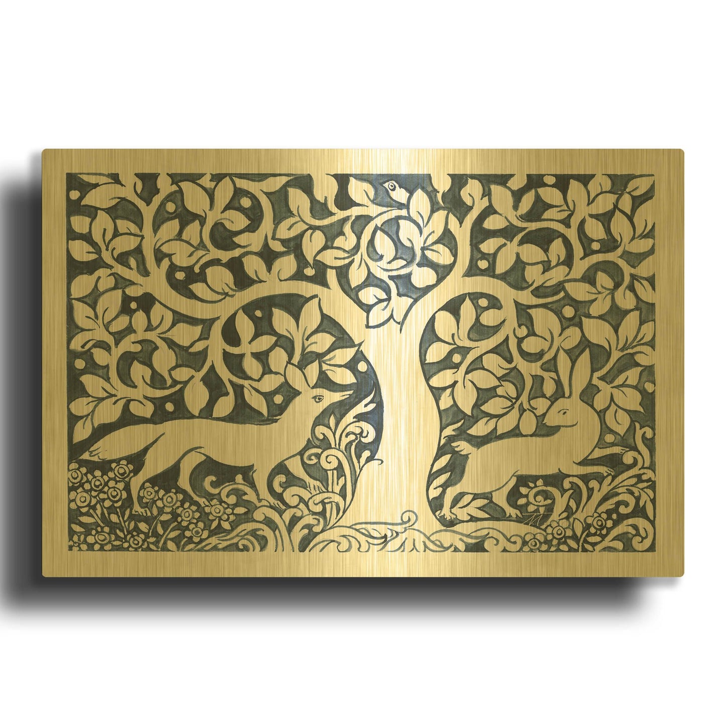 'Forest Life III' By Miranda Thomas Gold Metal Wall Art