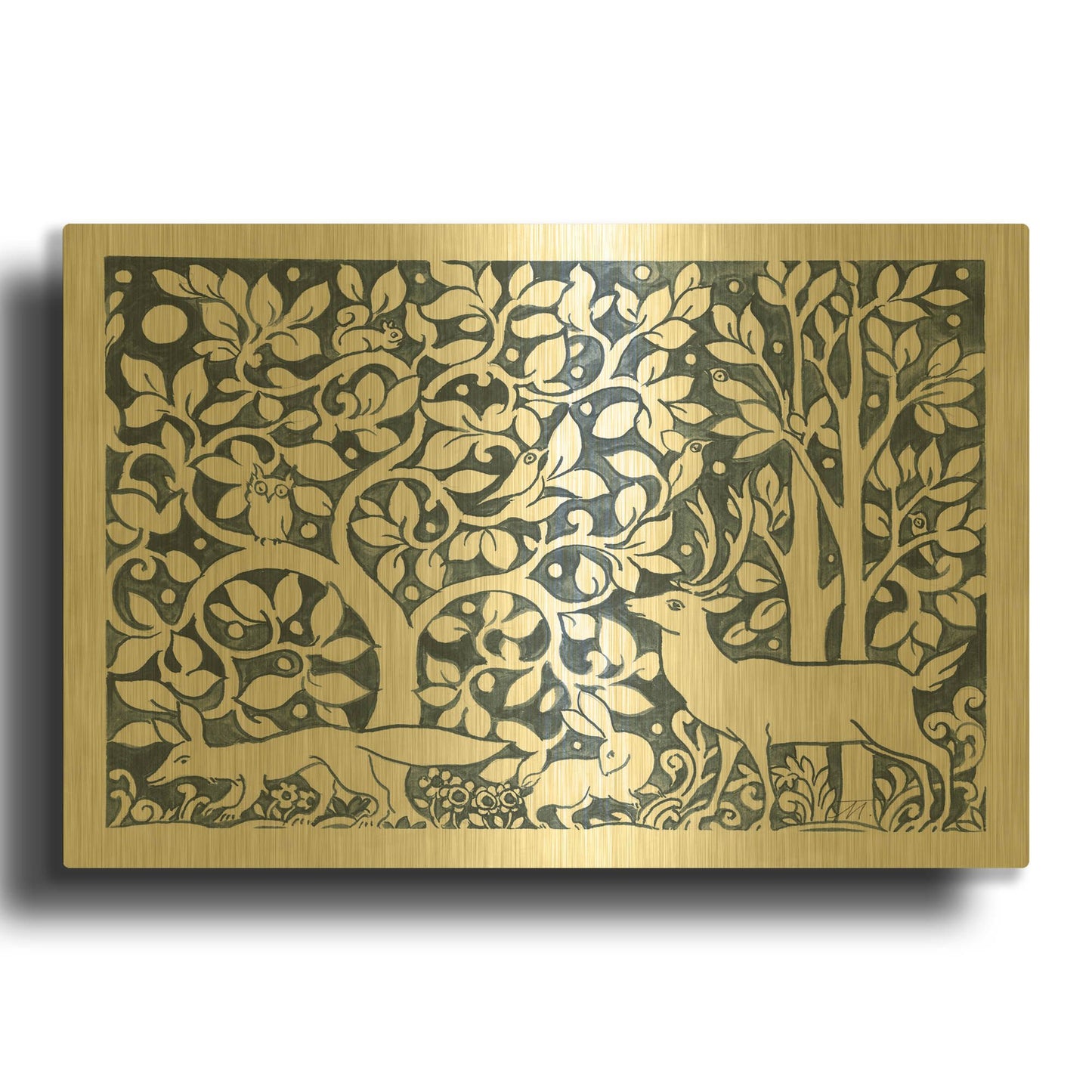 'Forest Life IV' By Miranda Thomas Gold Metal Wall Art