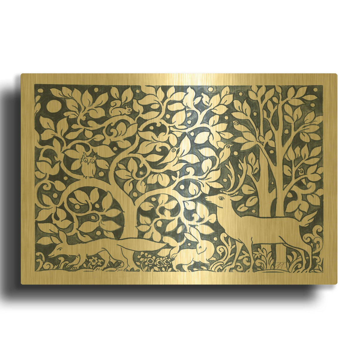 'Forest Life IV' By Miranda Thomas Gold Metal Wall Art