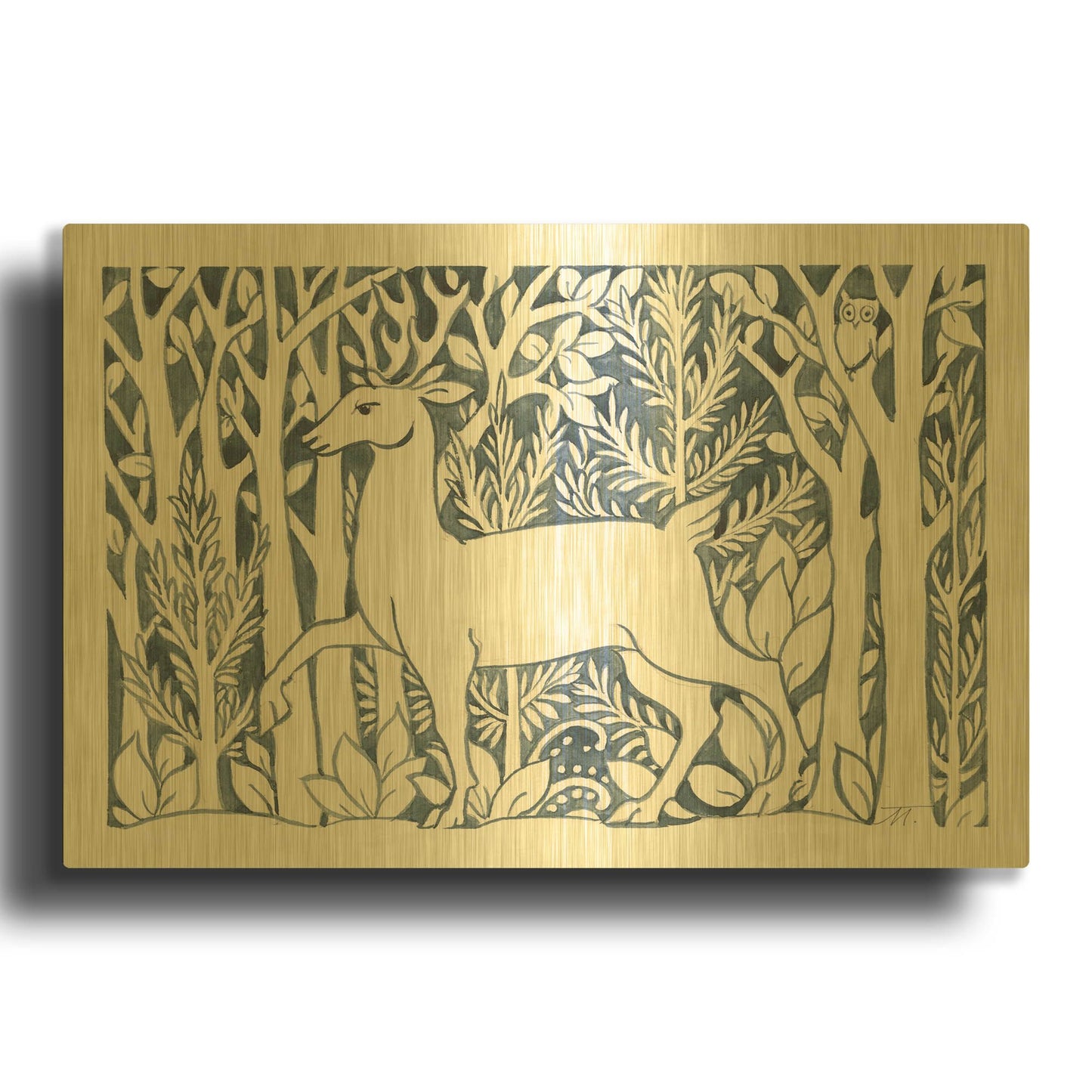 'Forest Life V' By Miranda Thomas Gold Metal Wall Art