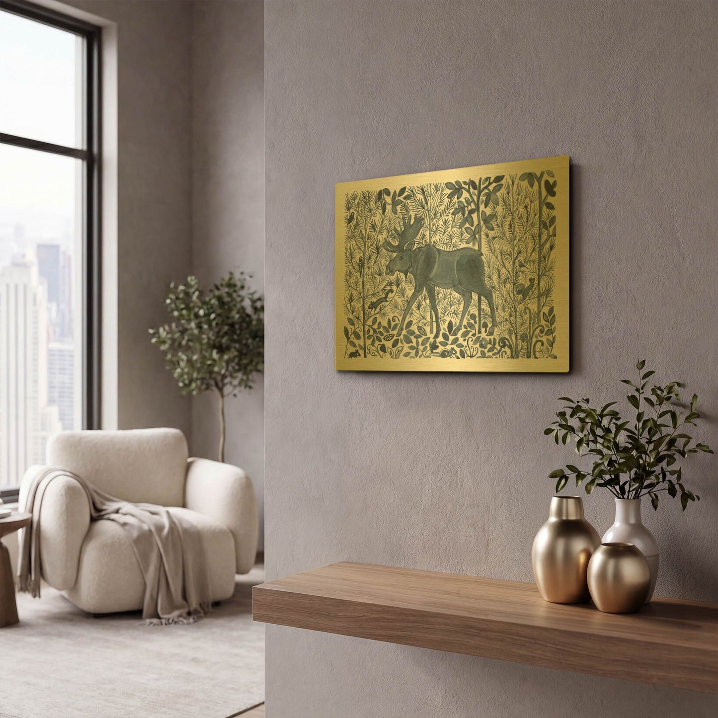 'Forest Life VI' By Miranda Thomas Gold Metal Wall Art