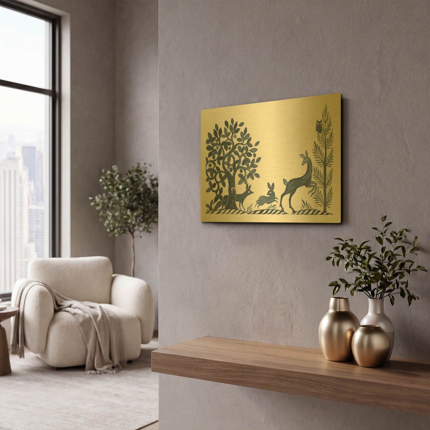 'Forest Life VIII' By Miranda Thomas Gold Metal Wall Art