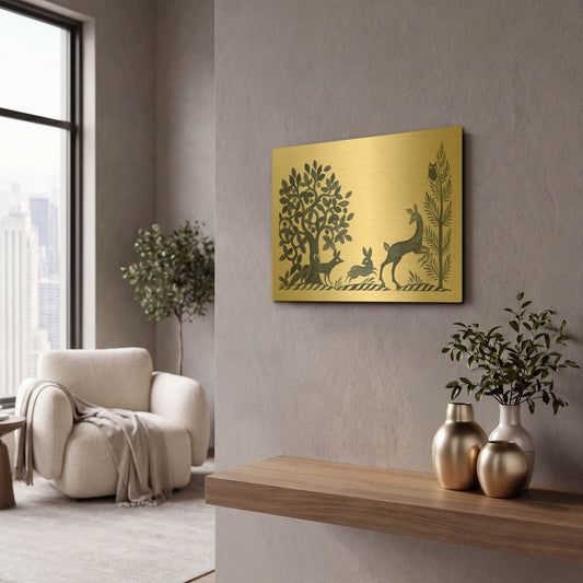 'Forest Life VIII' By Miranda Thomas Gold Metal Wall Art