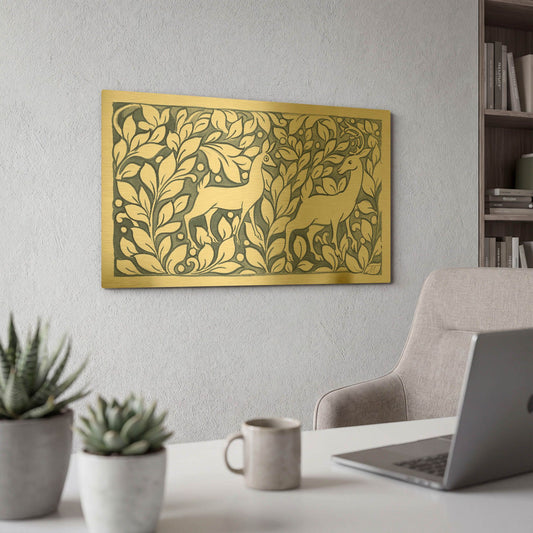 'Forest Life X' By Miranda Thomas Gold Metal Wall Art