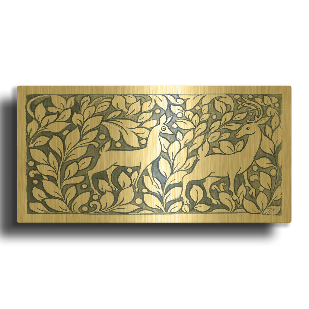 'Forest Life X' By Miranda Thomas Gold Metal Wall Art