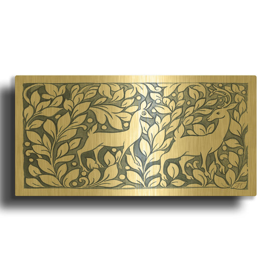 'Forest Life X' By Miranda Thomas Gold Metal Wall Art