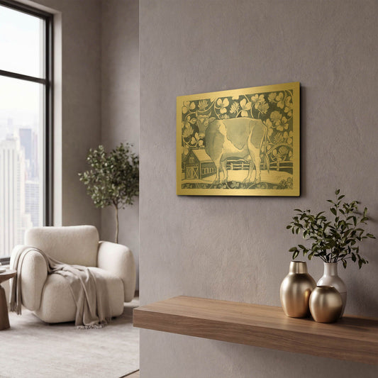 'Farm Life II v2' By Miranda Thomas Gold Metal Wall Art