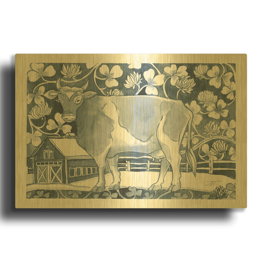 'Farm Life II v2' By Miranda Thomas Gold Metal Wall Art
