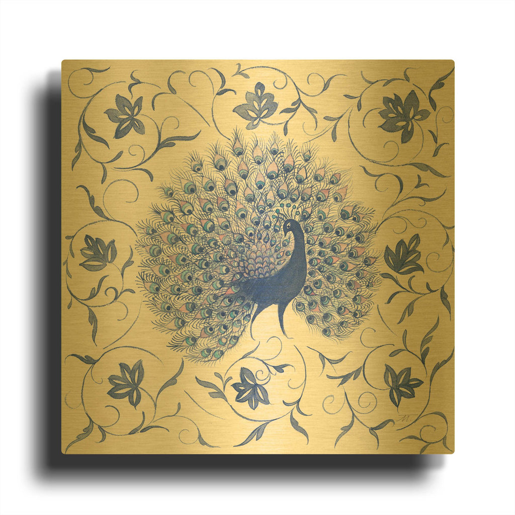 'Peacock Garden I' By Miranda Thomas Gold Metal Wall Art