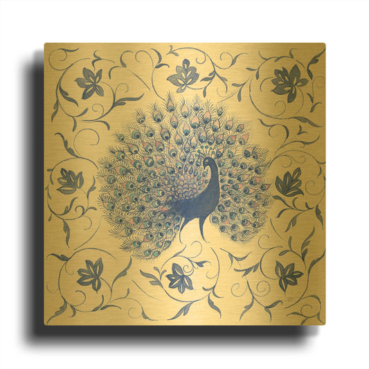 'Peacock Garden I' By Miranda Thomas Gold Metal Wall Art