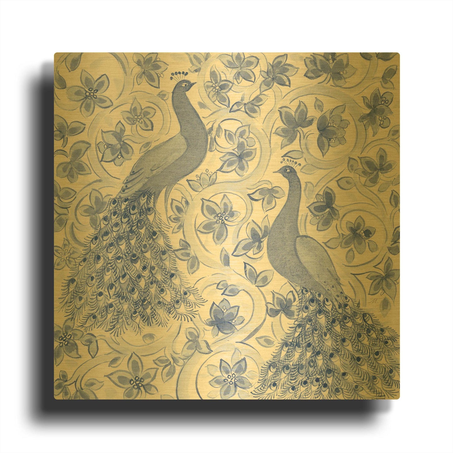 'Peacock Garden II' By Miranda Thomas Gold Metal Wall Art