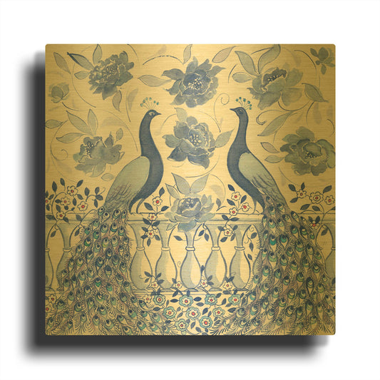 'Peacock Garden VI' By Miranda Thomas Gold Metal Wall Art