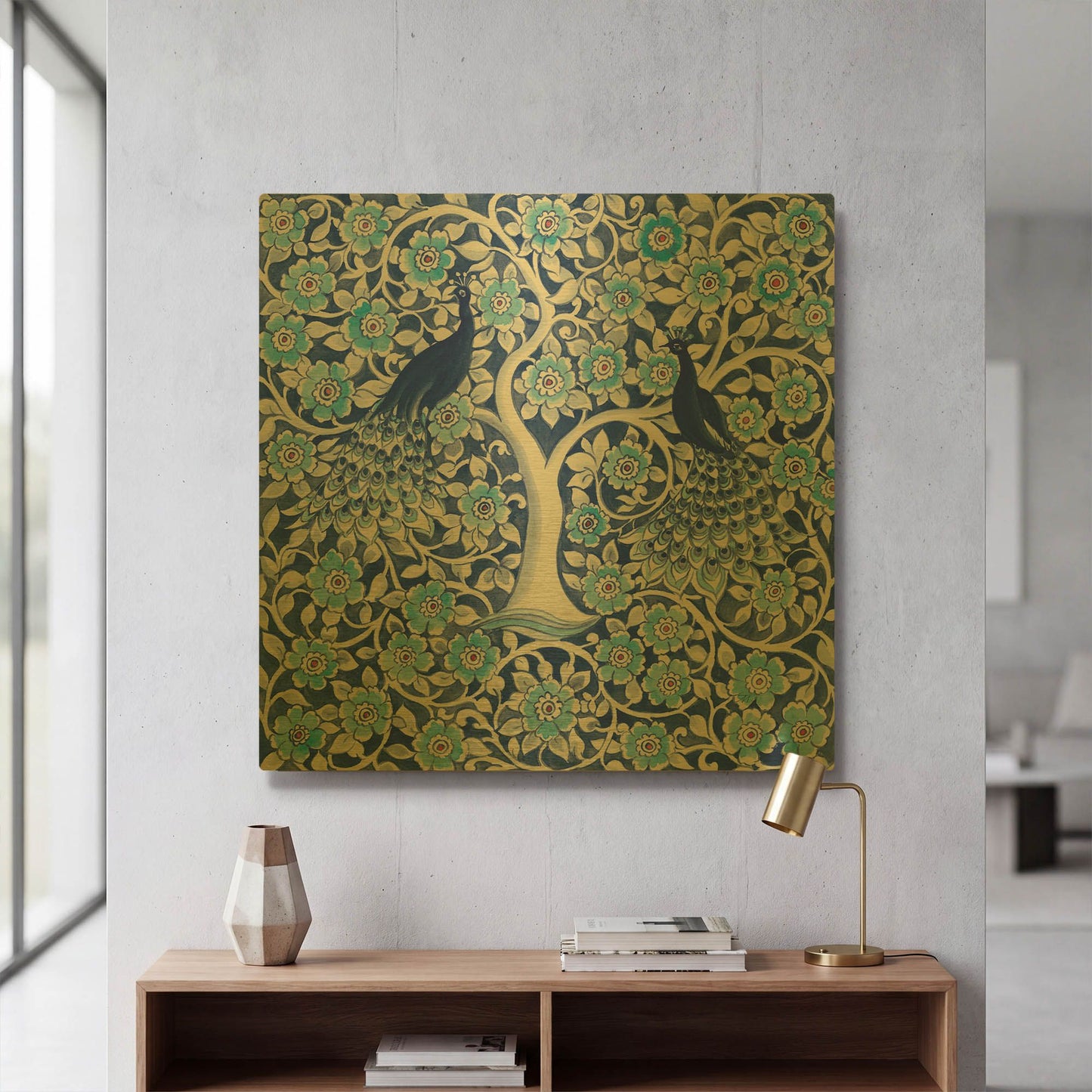 'Peacock Garden VII' By Miranda Thomas Gold Metal Wall Art
