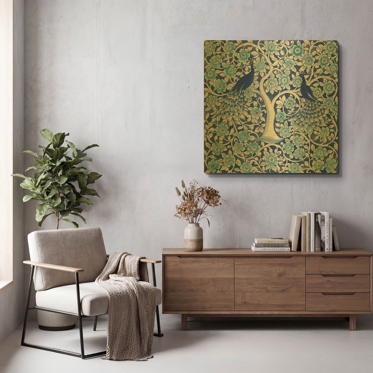 'Peacock Garden VII' By Miranda Thomas Gold Metal Wall Art