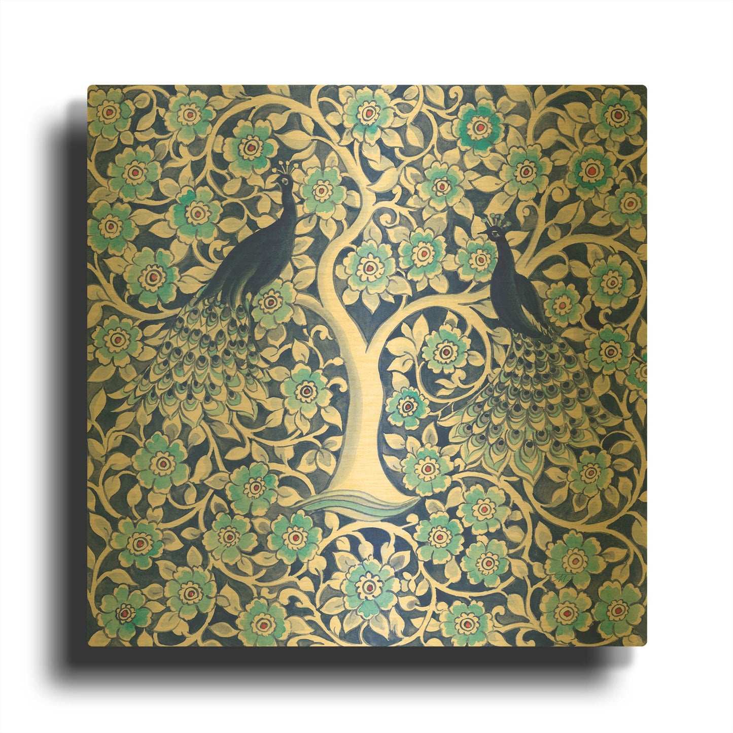 'Peacock Garden VII' By Miranda Thomas Gold Metal Wall Art