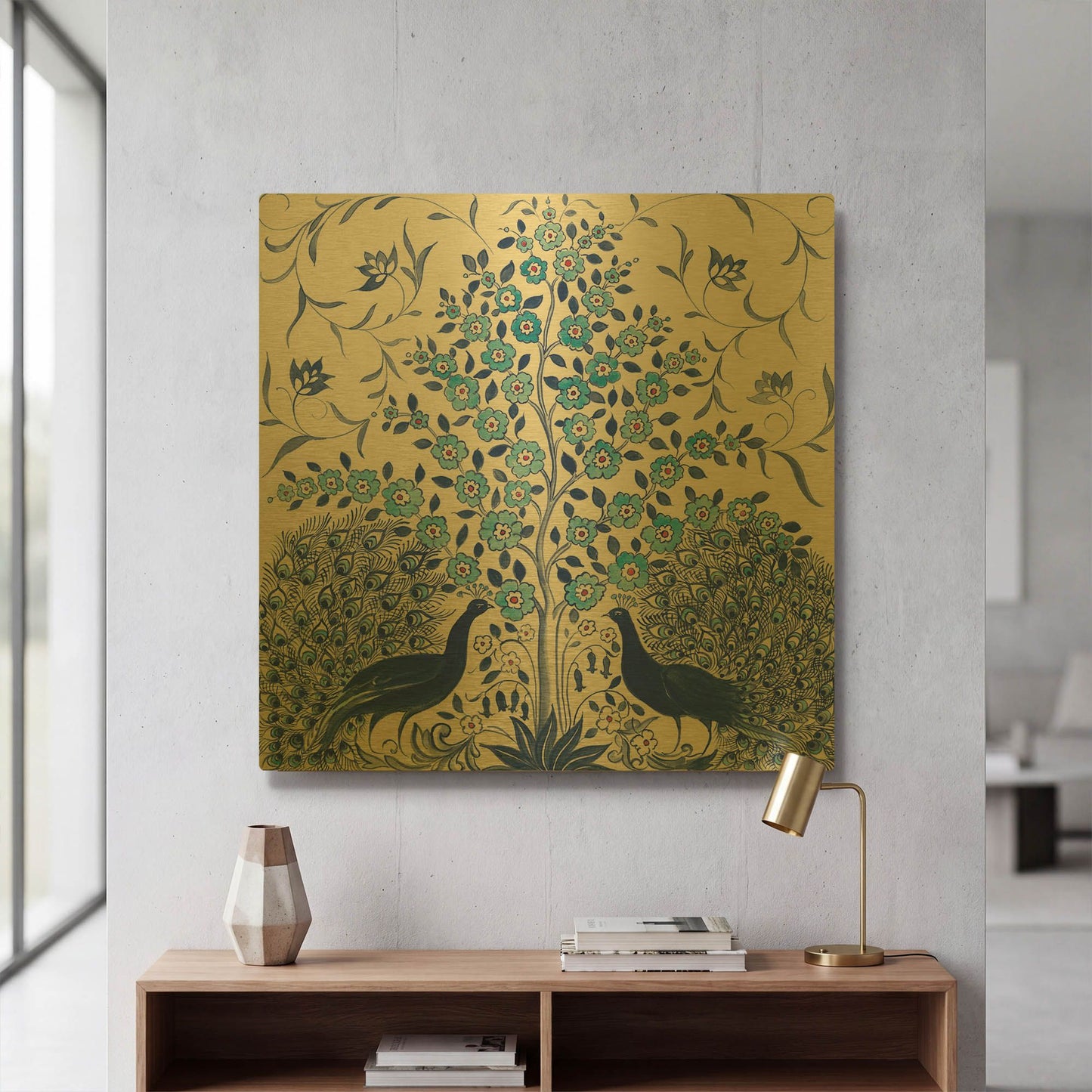 'Peacock Garden VIII' By Miranda Thomas Gold Metal Wall Art