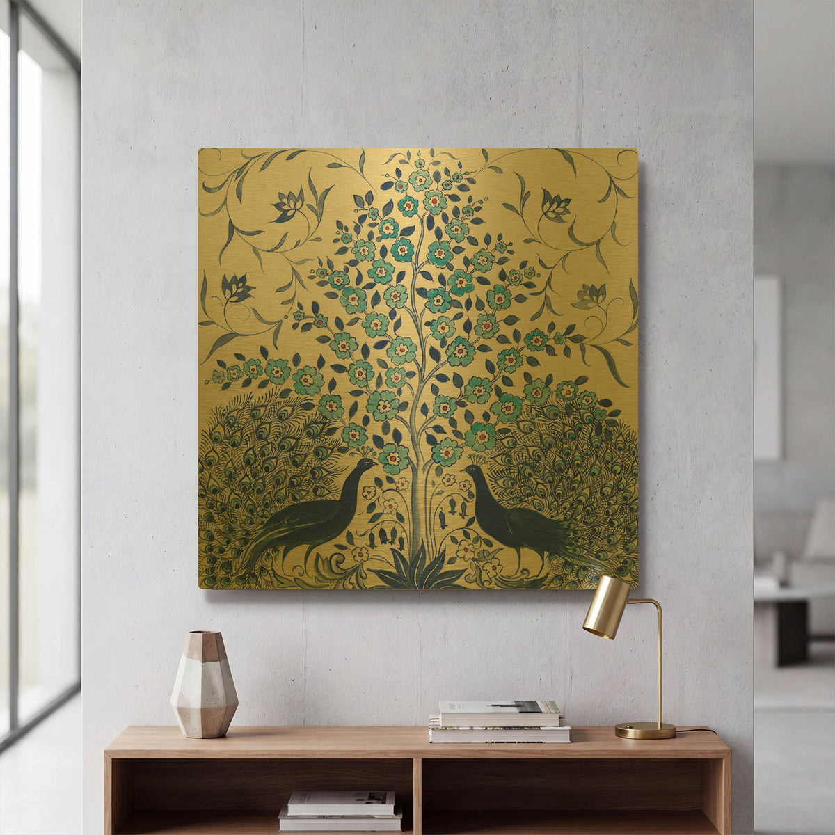 'Peacock Garden VIII' By Miranda Thomas Gold Metal Wall Art