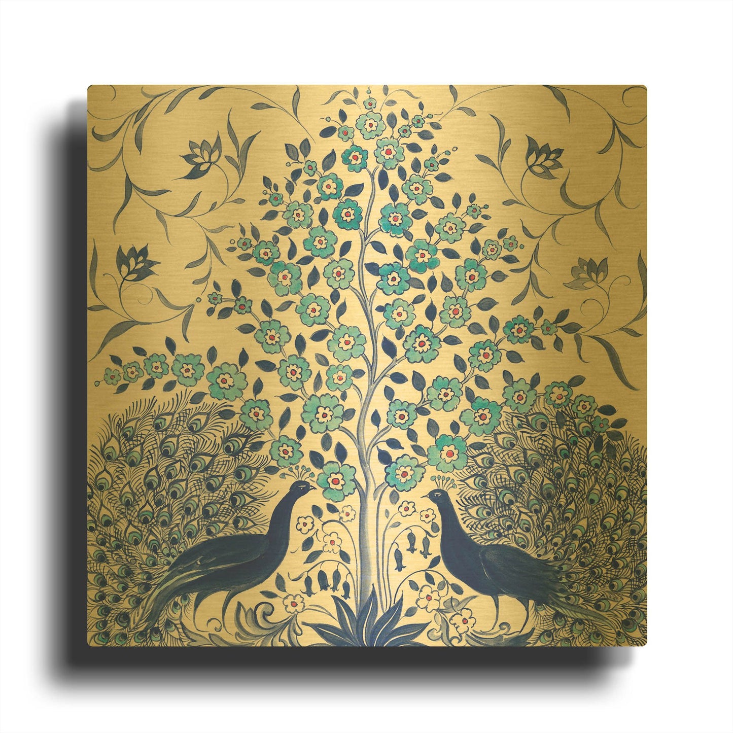'Peacock Garden VIII' By Miranda Thomas Gold Metal Wall Art