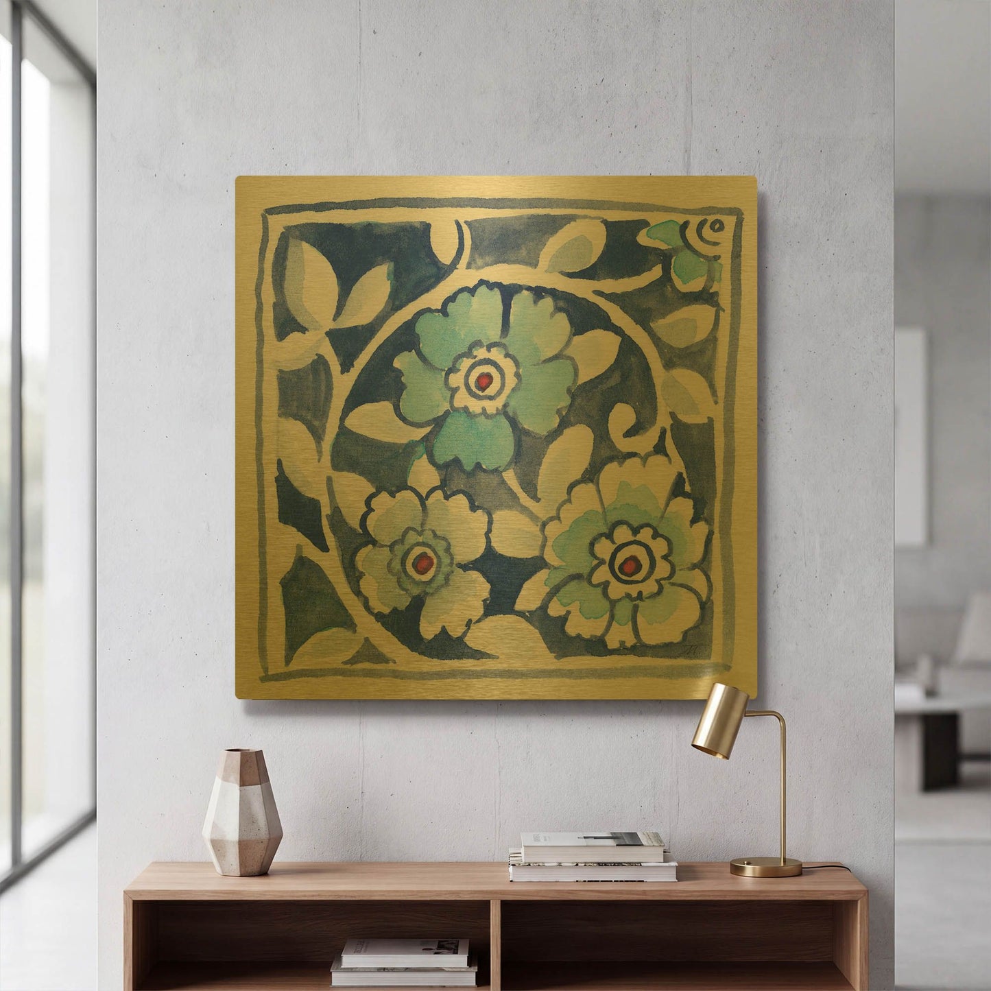 'Peacock Garden IX' By Miranda Thomas Gold Metal Wall Art