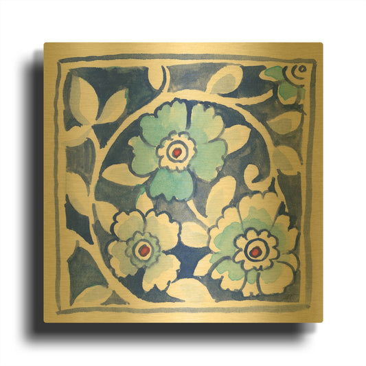 'Peacock Garden IX' By Miranda Thomas Gold Metal Wall Art