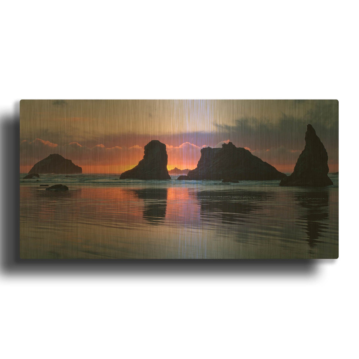 'Bandon Beach Tsunami' By Jesse Estes Gold Metal Wall Art