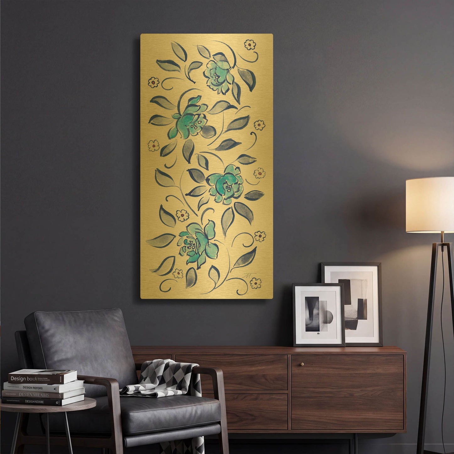 'Peacock Garden X' By Miranda Thomas Gold Metal Wall Art