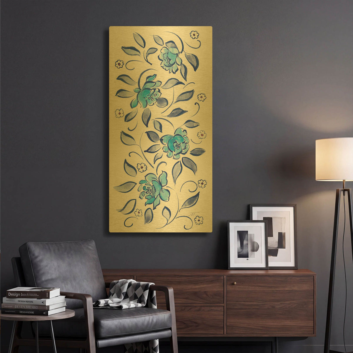 'Peacock Garden X' By Miranda Thomas Gold Metal Wall Art
