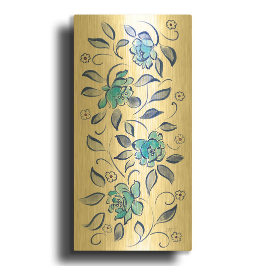 'Peacock Garden X' By Miranda Thomas Gold Metal Wall Art