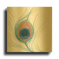 'Peacock Feather II Blue' By Miranda Thomas Gold Metal Wall Art