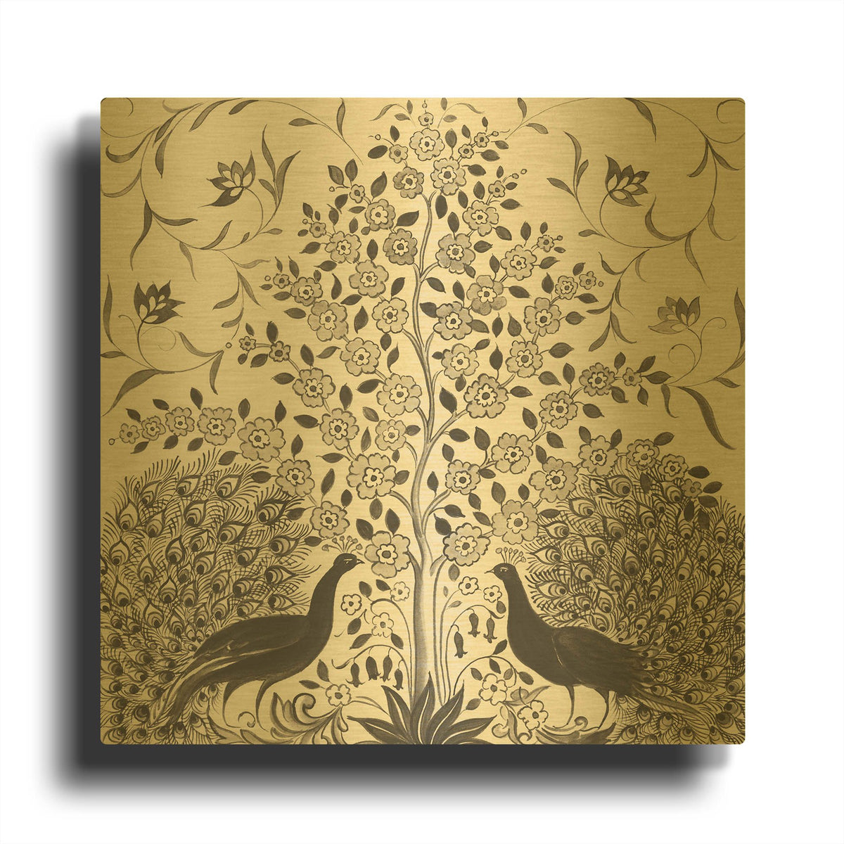 'Peacock Garden VIII BW' By Miranda Thomas Gold Metal Wall Art