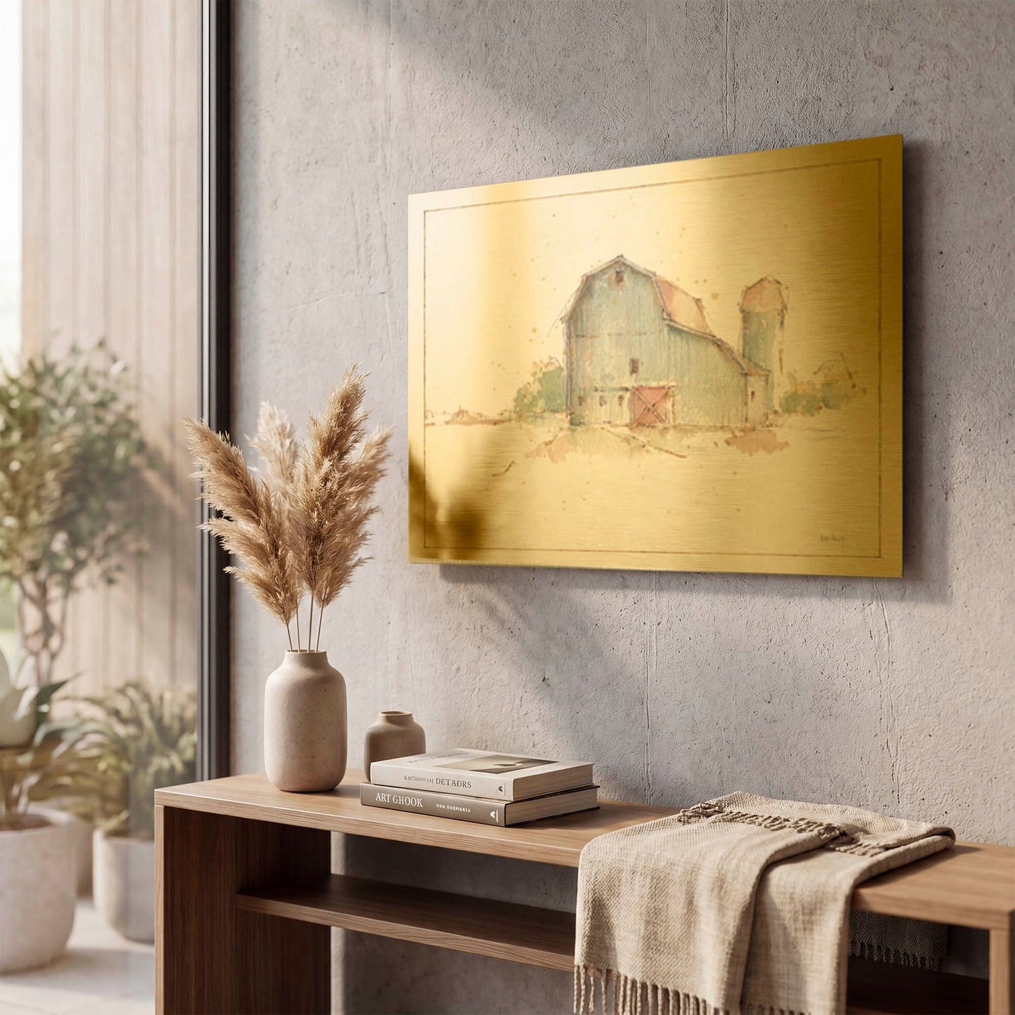 'Farm Friends XIV Barn' By Lisa Audit Gold Metal Wall Art