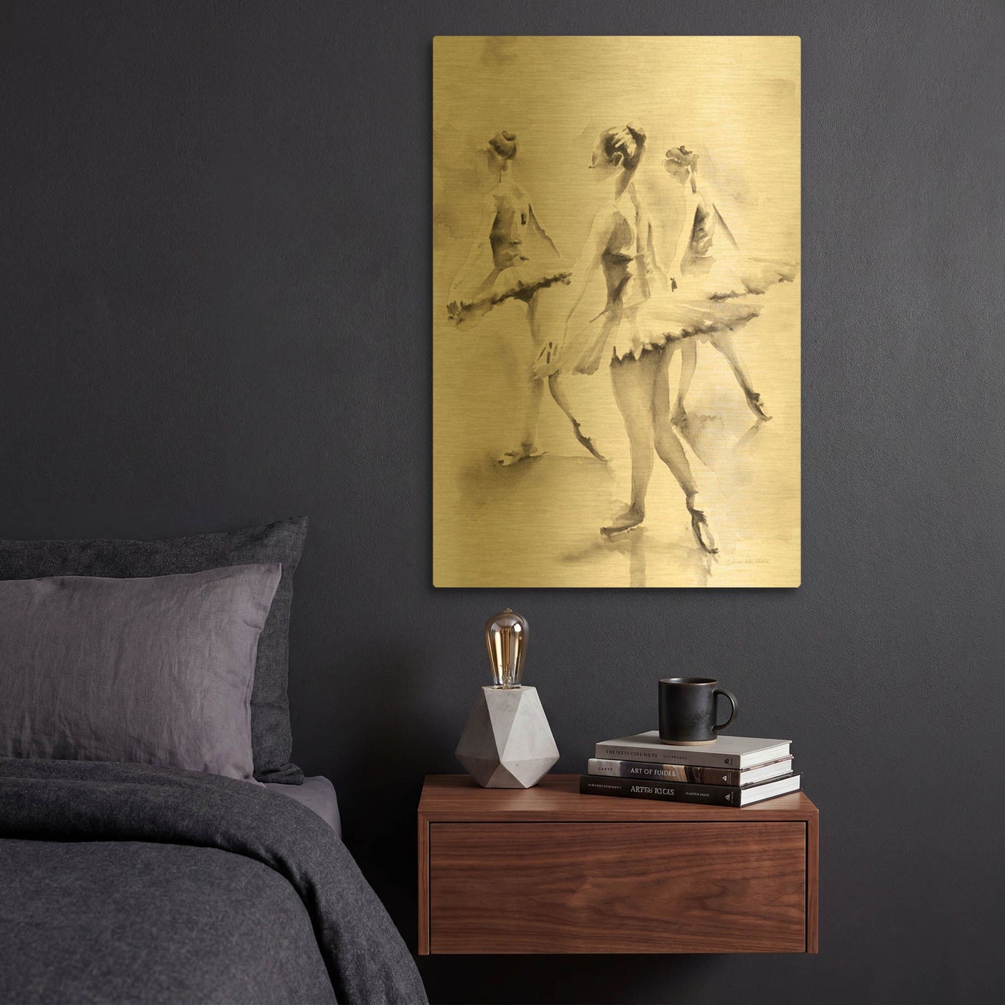 'Three Ballerinas' By Aimee Del Valle Gold Metal Wall Art