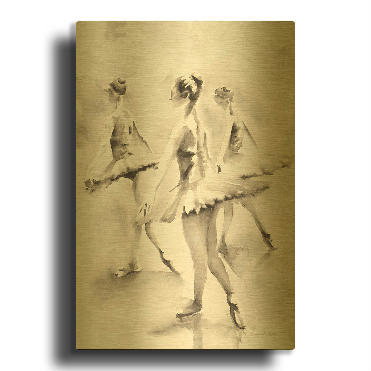 'Three Ballerinas' By Aimee Del Valle Gold Metal Wall Art