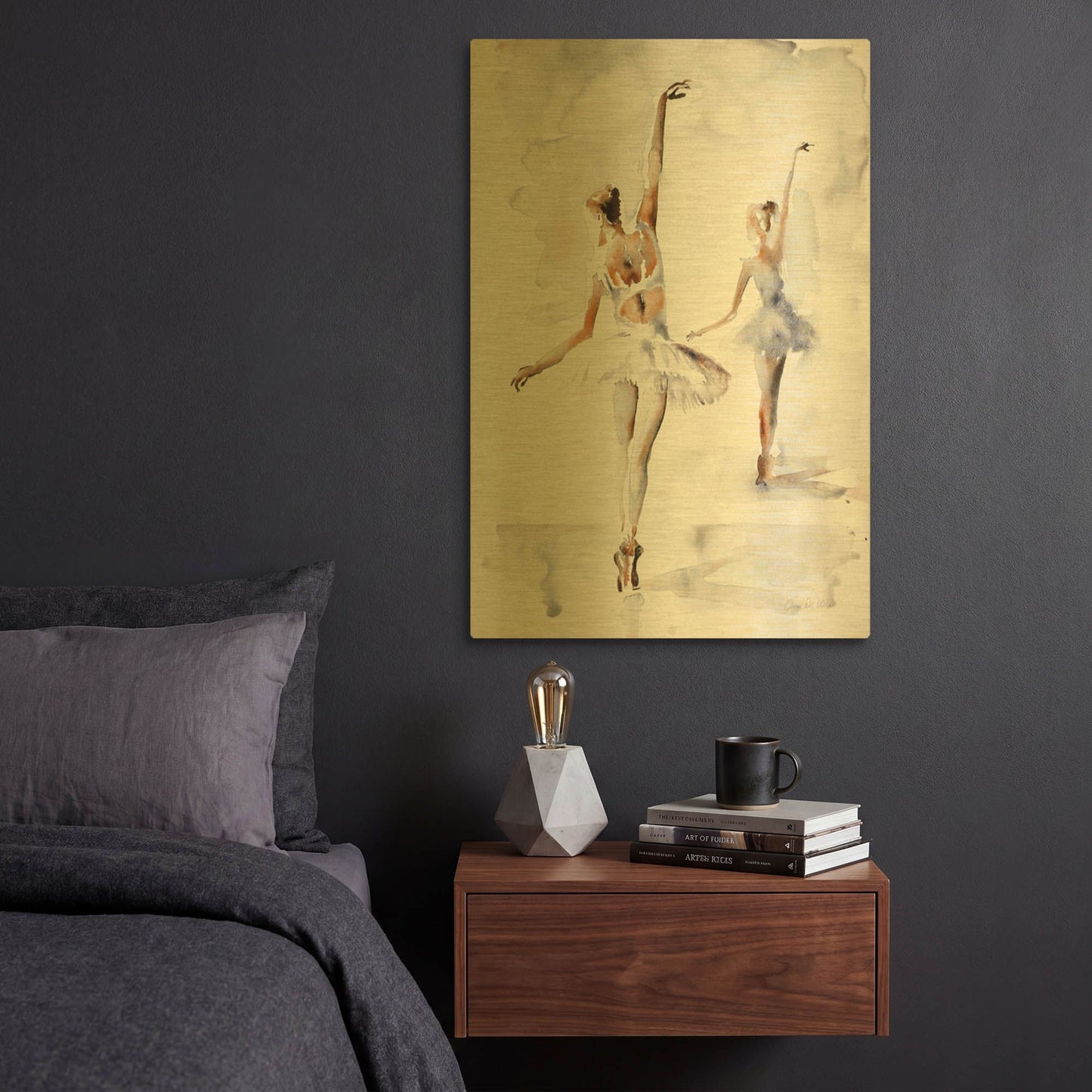 'Ballerina In Blue' By Aimee Del Valle Gold Metal Wall Art