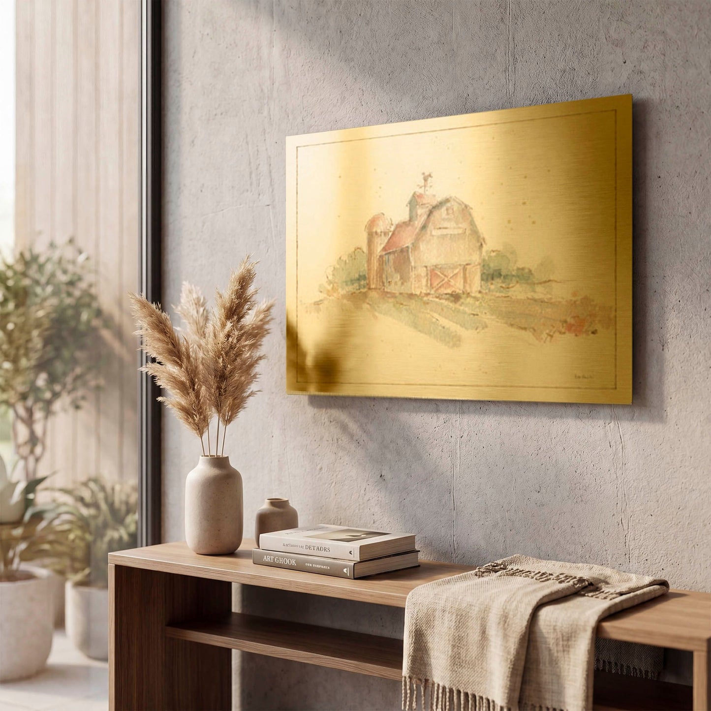 'Farm Friends XV Barn' By Lisa Audit Gold Metal Wall Art