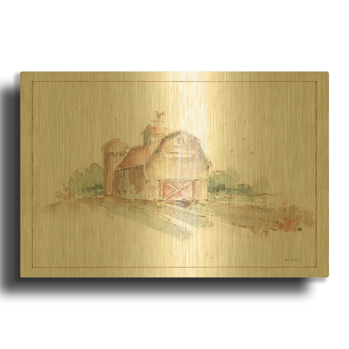 'Farm Friends XV Barn' By Lisa Audit Gold Metal Wall Art