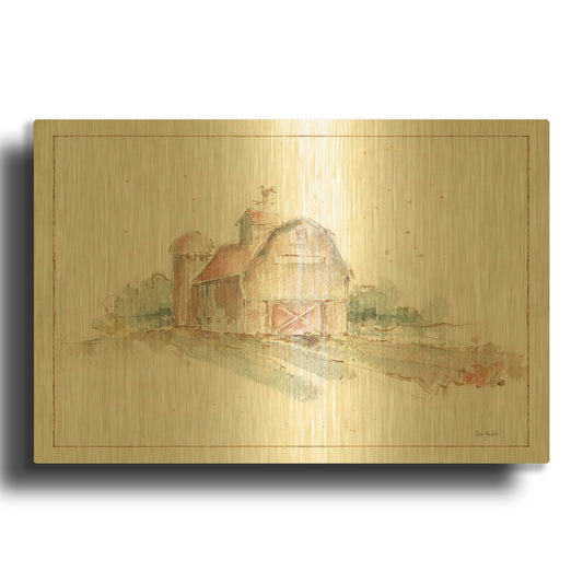 'Farm Friends XV Barn' By Lisa Audit Gold Metal Wall Art