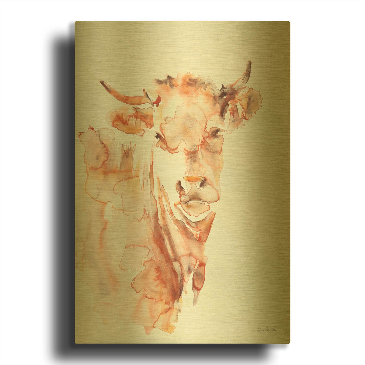 'Village Cow' By Alan Majchrowicz Gold Metal Wall Art