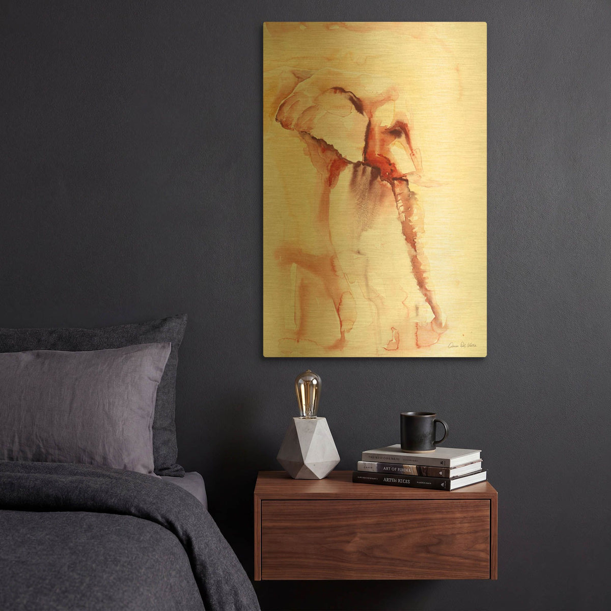 'African Elephant' By Alan Majchrowicz Gold Metal Wall Art