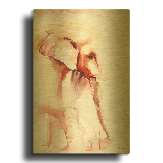 'African Elephant' By Alan Majchrowicz Gold Metal Wall Art