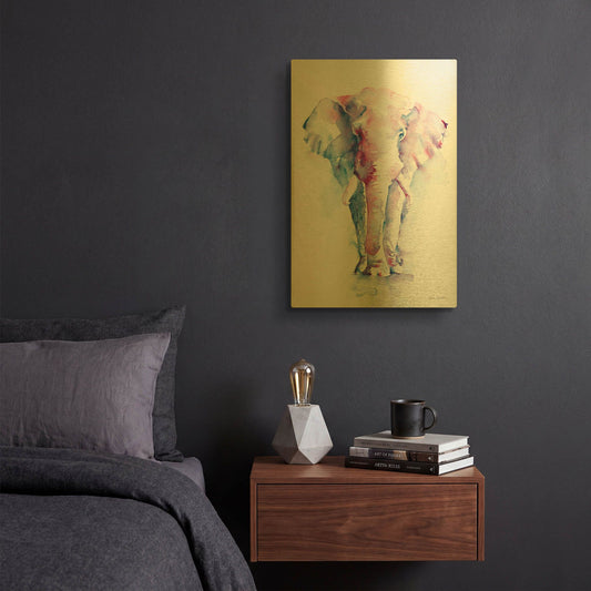 'An Elephant Never Forgets' By Alan Majchrowicz Gold Metal Wall Art