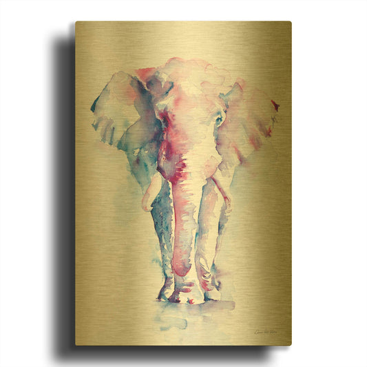 'An Elephant Never Forgets' By Alan Majchrowicz Gold Metal Wall Art